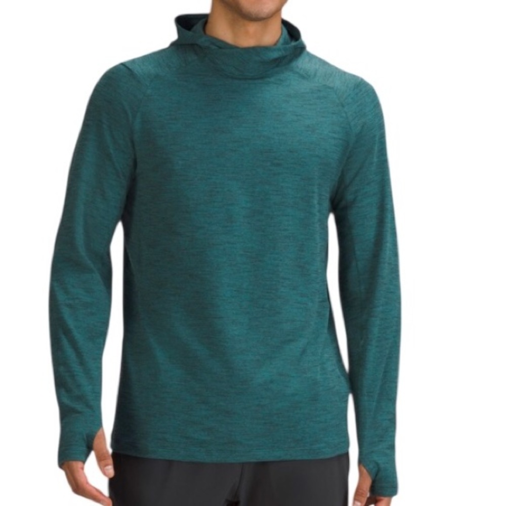 Lululemon Surge Warm Hoodie Heathered Green Hooded Workout Gym Running Men’s XL